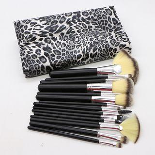 Set Of 18: Makeup Brush Leopard - White - One Size