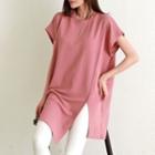 Cap-sleeve Wrap-front Longline Top