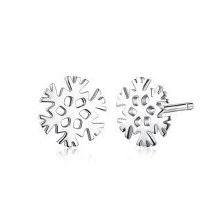 Sterling Silver Fashion Simple Snowflake Stud Earrings Silver - One Size