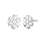 Sterling Silver Fashion Simple Snowflake Stud Earrings Silver - One Size