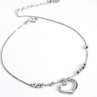 Heart Sterling Silver Anklet 1 Pc - Silver - One Size