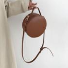 Faux Leather Round Crossbody Bag