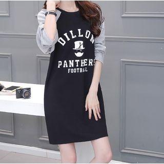 Letter Raglan Long-sleeve Dress