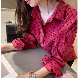 Long-sleeve Dot Loose-fit Shirt