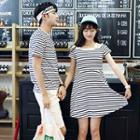 Couple Matching Striped Short Sleeve T-shirt / Short Sleeve Dress