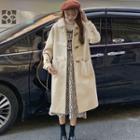 Collared Toggle Midi Coat / Bell-sleeve Floral Print Midi A-line Dress