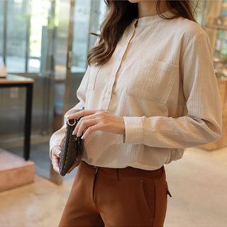 Half-placket Crinkled Shirt