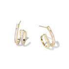 Shell Rhinestone Layered Open Hoop Earring 1 Pair - Gold - One Size