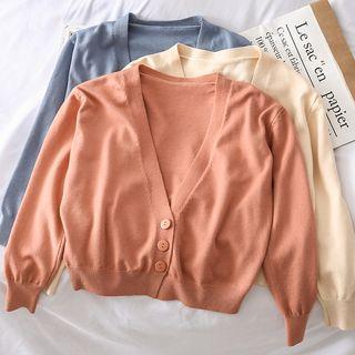 Deep V-neck Knit Cardigan