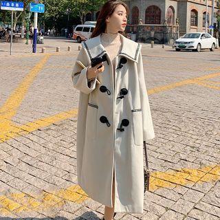 Sailor Collar Contrast Trim Toggle Coat