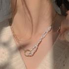 Faux Pearl Alloy Necklace 1 Piece - Necklace - 14k - Gold & White - One Size