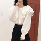 Lace Trim Layered Collar Blouse
