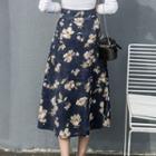 Floral Print Midi Flare Skirt