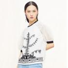 Embroidered Short Sleeve Lace Blouse