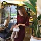 3/4-sleeve Maxi Bodycon Dress