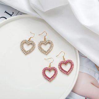 Rhinestone Heart Hook Earring