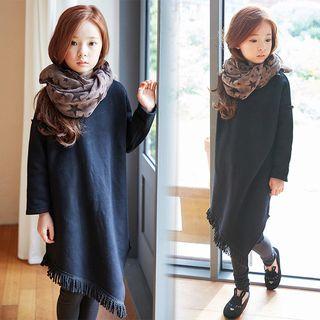 Family Matching Long-sleeve Fringed-hem Dress