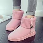 Knit Panel Ankle Snow Boots