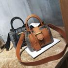 Studded Detail Plaid Panel Shoulder Bag With Pouch