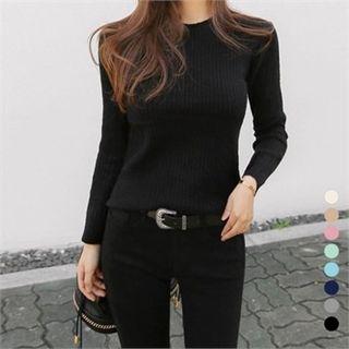 Crew-neck Colored Slim-fit Sweater