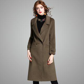 Notched-lapel Buttoned Wool Coat