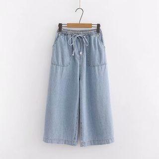 Tassel Short-sleeve T-shirt / Crop Wide Leg Jeans