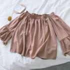 Fringed Flare-sleeve Off-shoulder Blouse