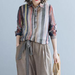 Long Sleeve Rainbow Stripe Shirt
