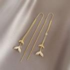 Rhinestone Fish Tail Threader Earring 1 Pair - Gold - One Size
