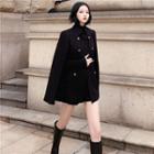 Double Breasted Cape Jacket Black - One Size