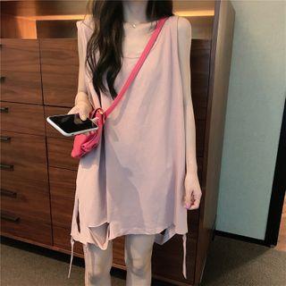 Distressed Mini A-line Tank Dress