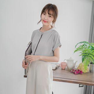 Contrast Trim Short-sleeve Blouse
