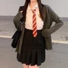 Plain Cardigan / Mini Skirt / Shirt / Tie / Set