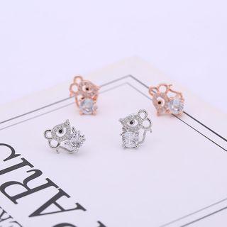 925 Sterling Silver Rhinestone Mouse Earring