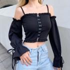 Puff Sleeve Off Shoulder Cropped Top