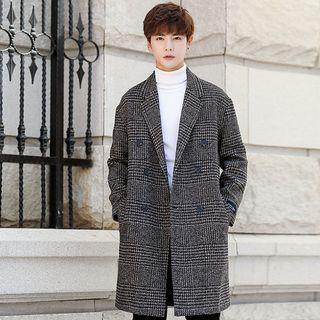 Plaid Long-sleeve Woolen Coat