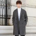 Plaid Long-sleeve Woolen Coat