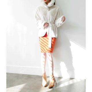 Belted-detail Faux-shearling Jacket Ivory - One Size