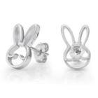 925 Silver Rabbit Outline Earring In Rh. Plated 925 Stering Silver - One Size