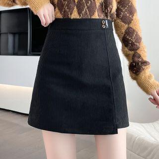 Asymmetrical Corduroy Pencil Skort