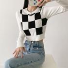 Long Sleeve Plain Crop Sweater