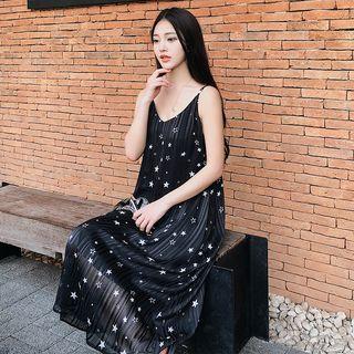 Star Print Strappy Midi Dress