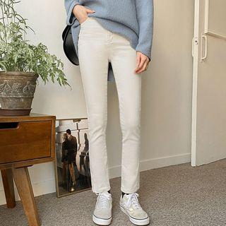 Slit-side Napped Slim-fit Pants