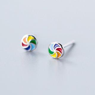 925 Sterling Silver Rainbow Disc Earring