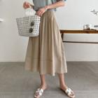 Seam-trim Long Pleated Skirt