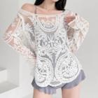 Set: Open Back Ruffle Swimsuit + Lace Cover Up