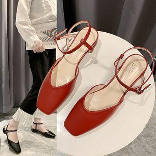 Ankle-strap Chunky-heel Mules