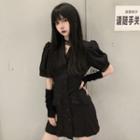Cutout Back Short Sleeve Coatdress
