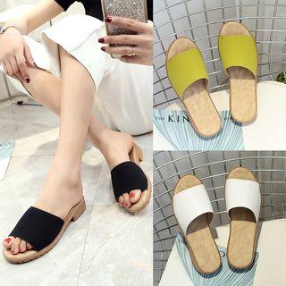Plain Faux-suede Flat Slide Sandals