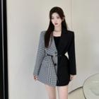 Houndstooth Panel Single-breasted Blazer